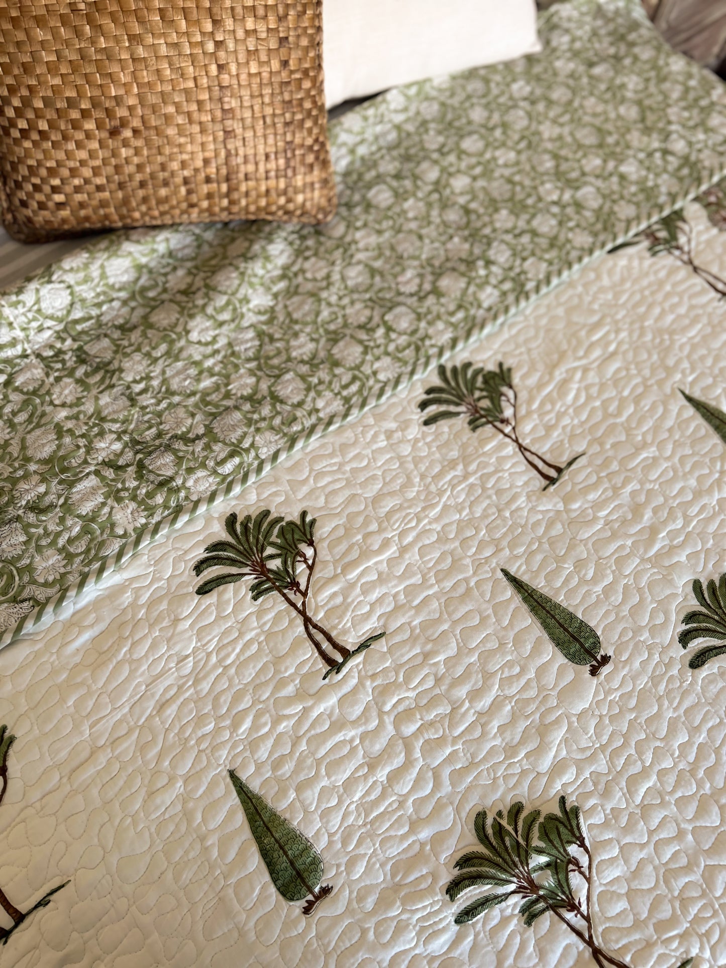 Dancing Palms Quilted Bedspread