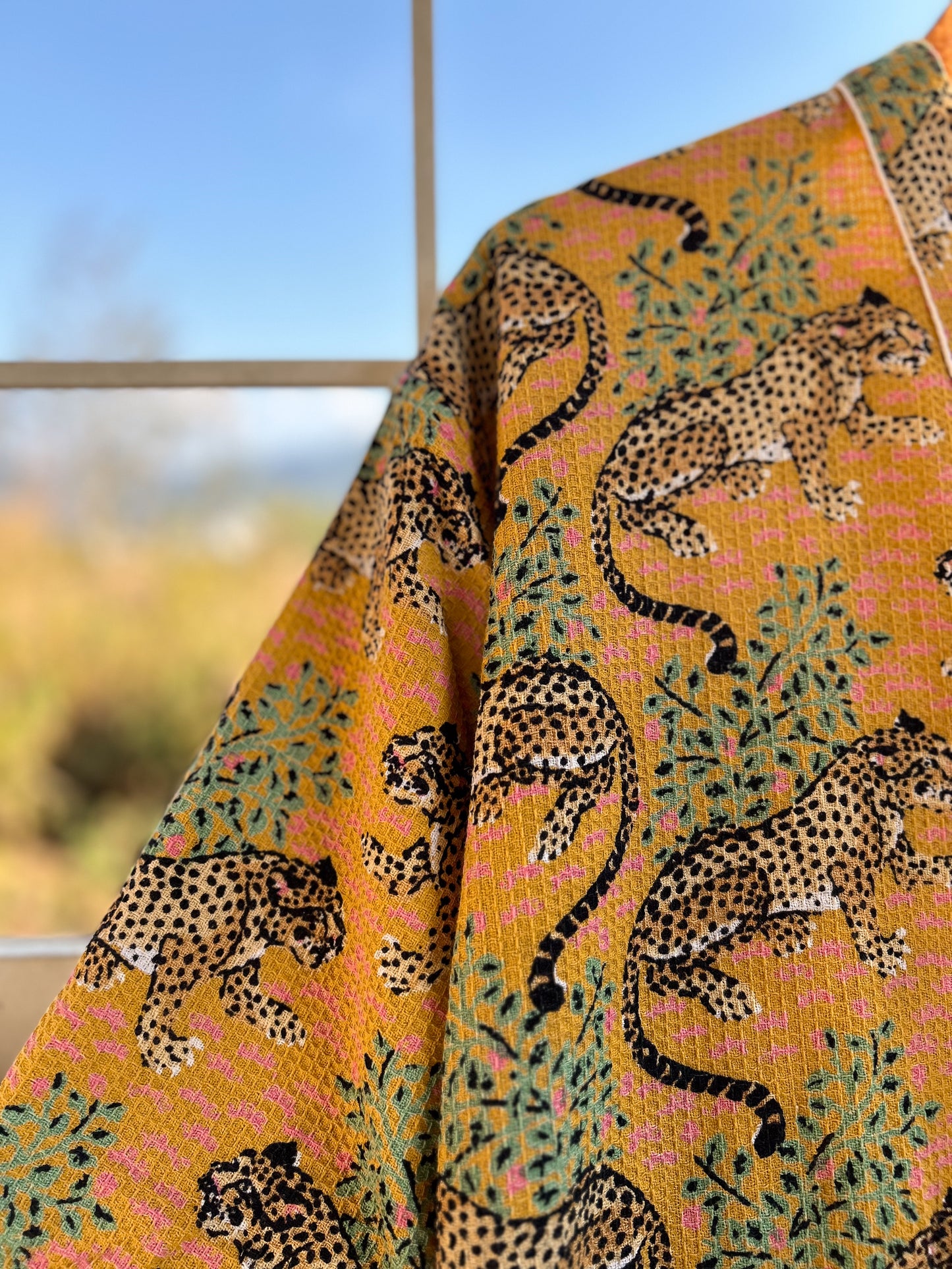 Gentle Leopard Bath Robe in Mustard