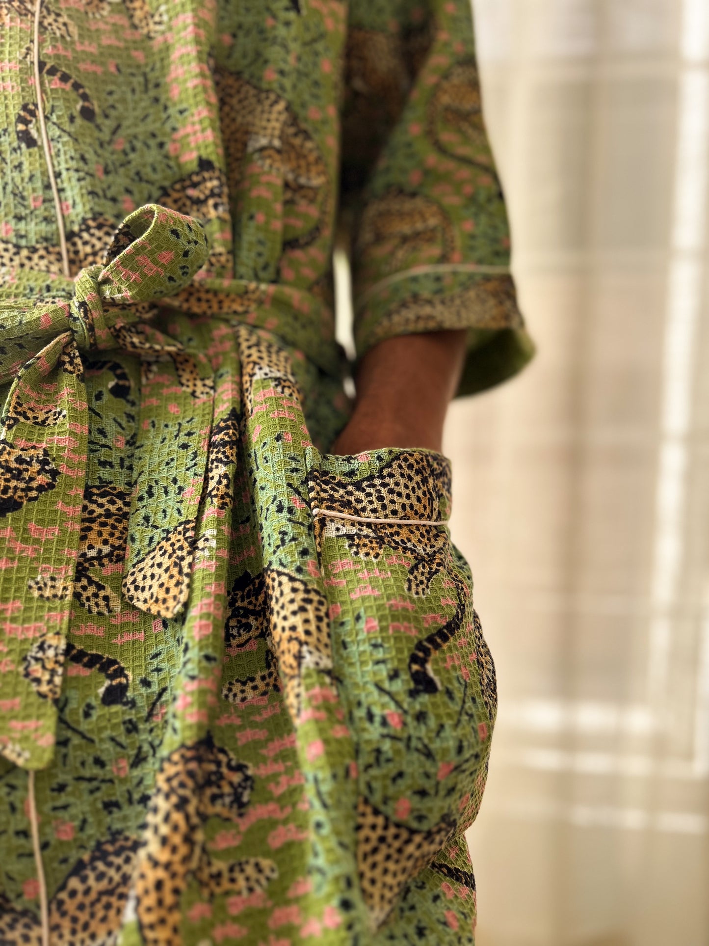 Gentle Leopard Bath Robe in Sage