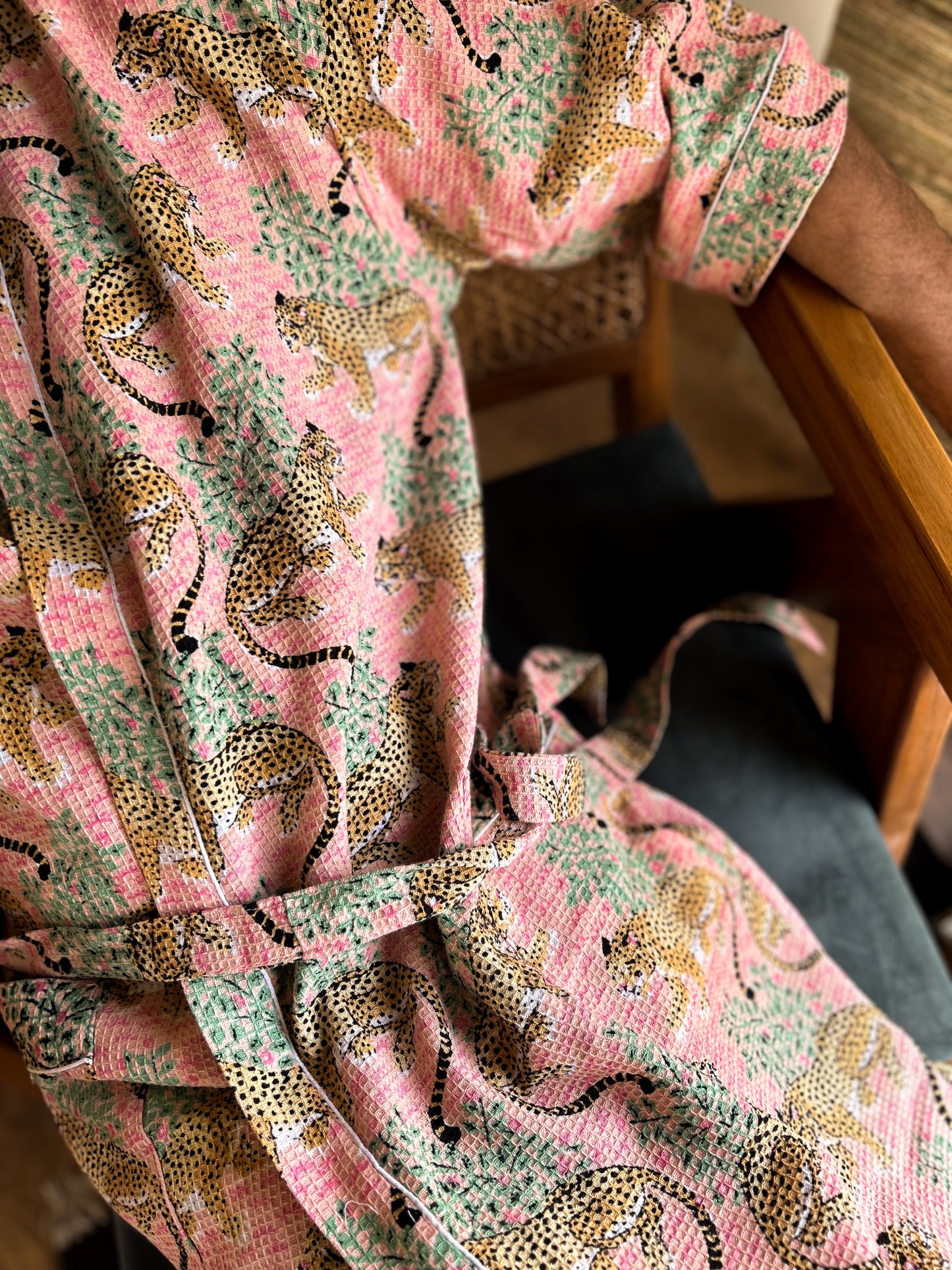 Gentle Leopard Bath Robe in Peach