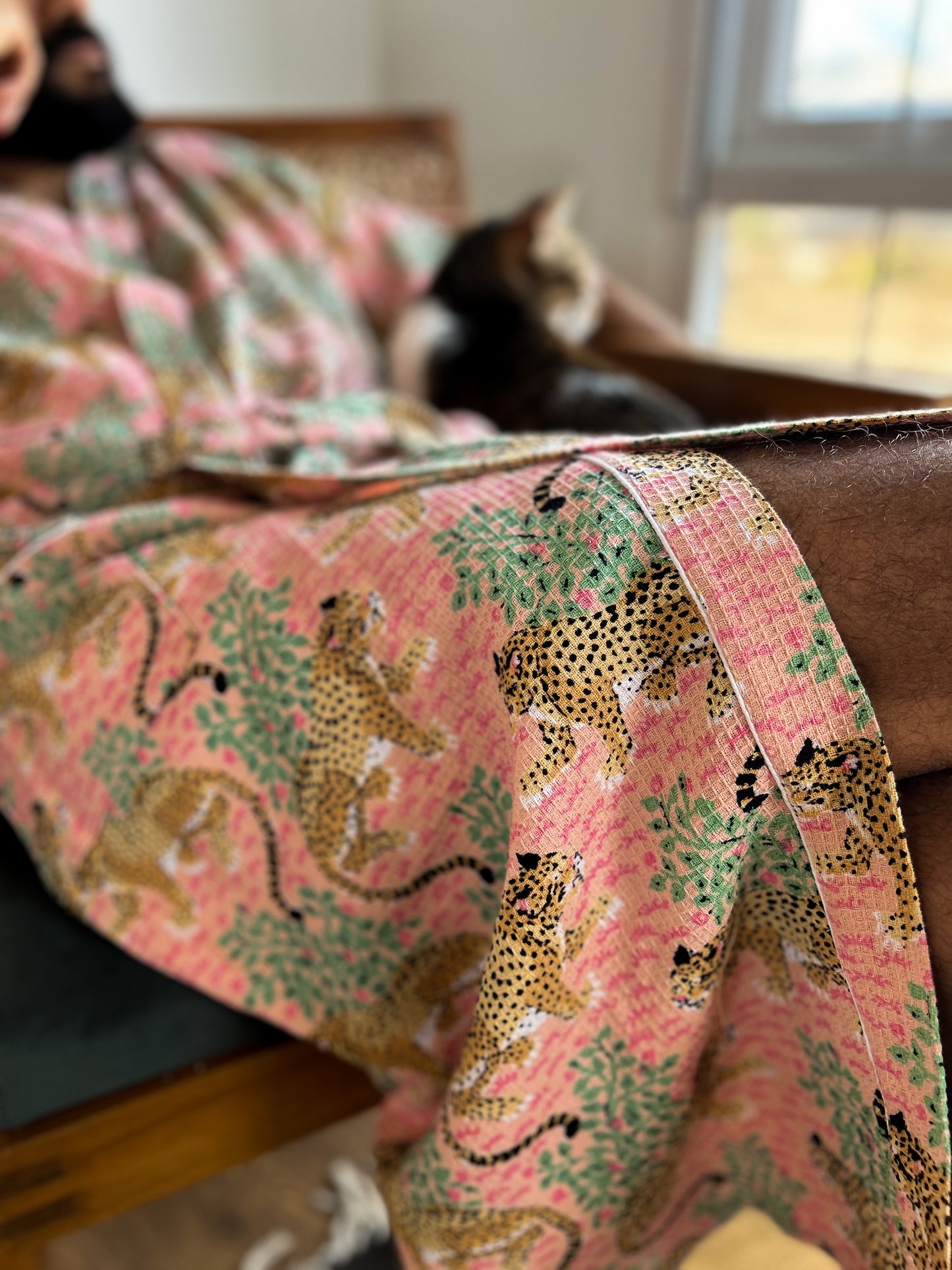 Gentle Leopard Bath Robe in Peach