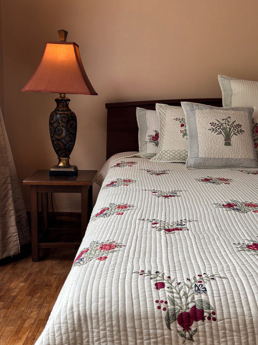 Pomegranate Quilted Bed Set